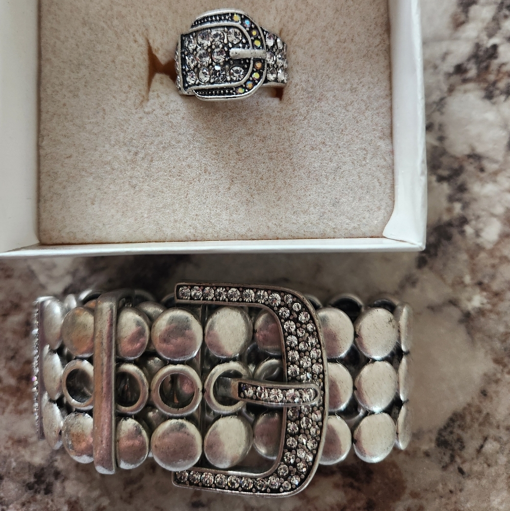 💙 Fun Belt Buckle Ring And Bracelet Set